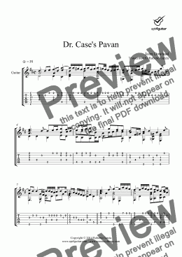page one of Dr. Case’s Pavan for solo guitar