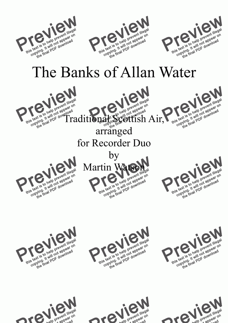 page one of Banks of Allan Water, The; for Recorder Duet