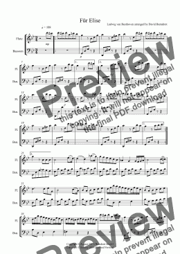 page one of Für Elise for Flute and Bassoon Duet