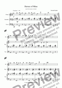 page one of Heroes of Mine (for piano six hands)