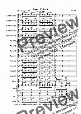 page one of Lonely F Blues for Jazz Band
