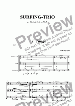 page one of "Tango from Surfing Trio for violin, clarinet and cello"