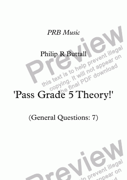 page one of Worksheet: ’Pass Grade 5 Theory!’ - General Questions 07