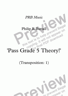 page one of Worksheet: ’Pass Grade 5 Theory!’ - Transposition 1