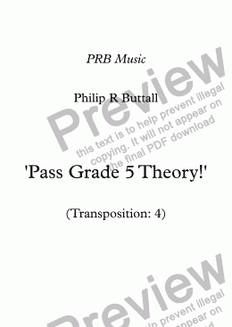 page one of Worksheet: ’Pass Grade 5 Theory!’ - Transposition 4
