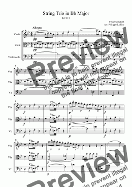 page one of String Trio in Bb Major
