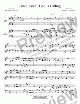 page one of Israel, Israel, God Is Calling (piano duet)