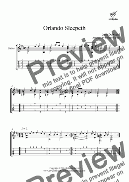 page one of Orlando Sleepeth for solo guitar