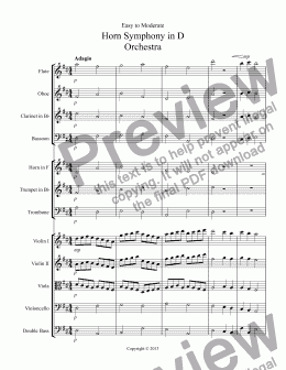 page one of Horn Symphony in D Orchestra