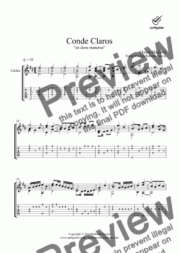 page one of Conde Claros for solo guitar
