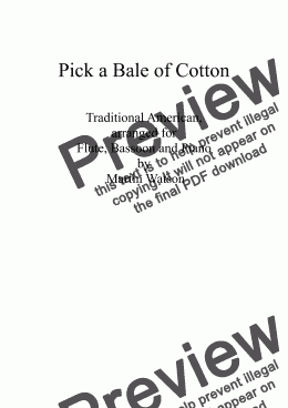 page one of Pick a Bale of Cotton for Flute, Bassoon and Piano