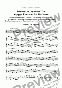 page one of Dominant & Diminshed 7th Exercises for Clarinet