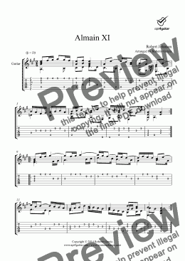 page one of Almain XI for solo guitar