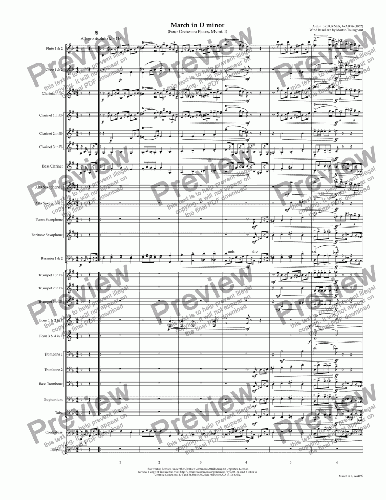 page one of March in D minor