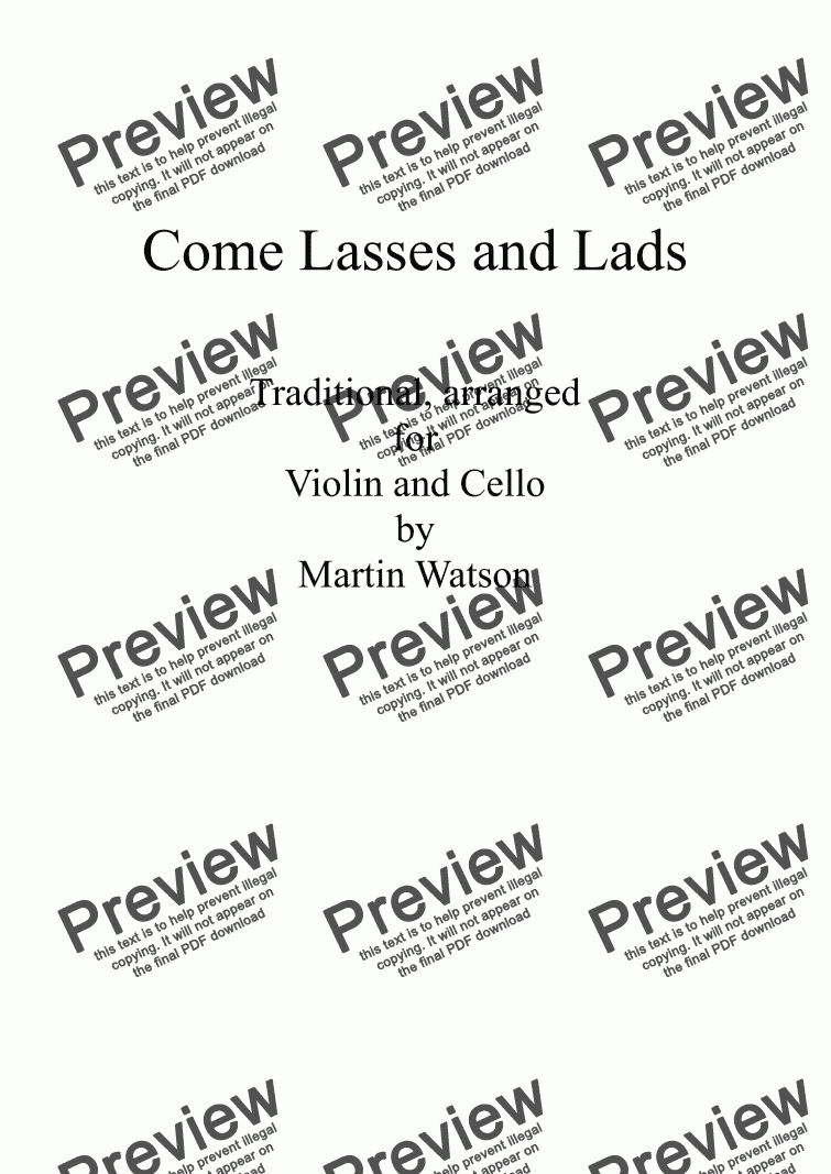 page one of Come Lasses and Lads for Violin and Cello