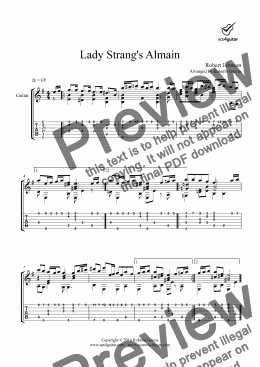 page one of Lady Strang’s Almain for solo guitar