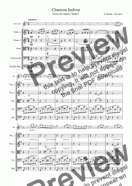 page one of Rimsky-Korsakov Chanson Indoue for Violin and String Orchestra