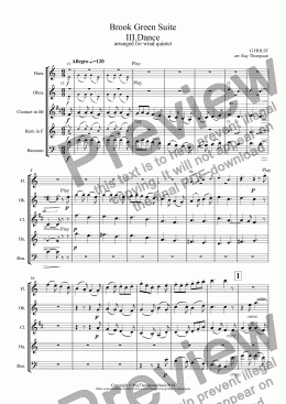 page one of Holst: Brook Green Suite: III.Dance (arranged wind quintet)
