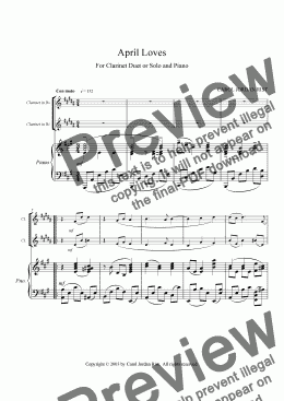 page one of April Loves (clarinets & piano)