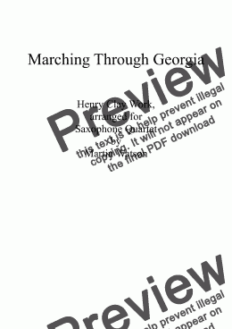 page one of Marching Through Georgia for Saxophone Quartet