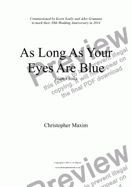 page one of As Long As Your Eyes Are Blue (Piano solo)