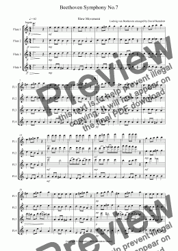 page one of Beethoven Symphony No.7 (slow movement) for Flute Quartet