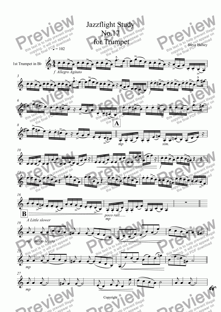 page one of Jazzflight Study  No.17  for Trumpet