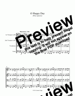 page one of O Happy Day (Brass Quartet)
