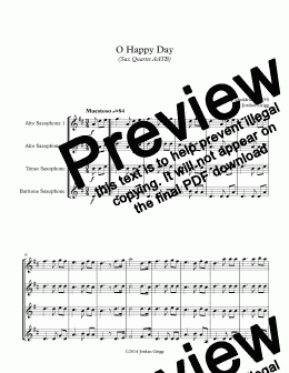 page one of O Happy Day (Sax Quartet AATB)