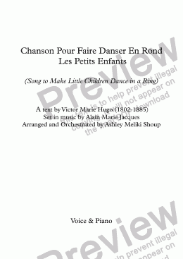 page one of Chanson Pour Faire Danser En Rond Les Petits Enfants (Alain Jacques / Victor Hugo)