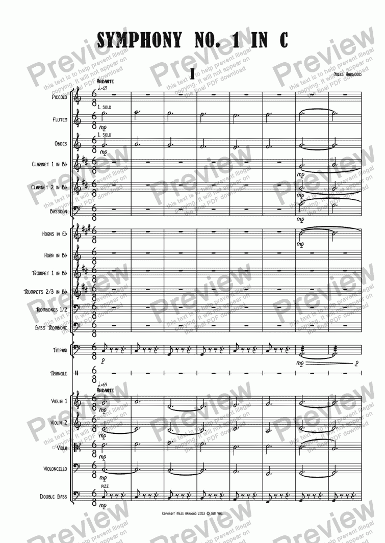 page one of Symphony No. 1 in C Op.9