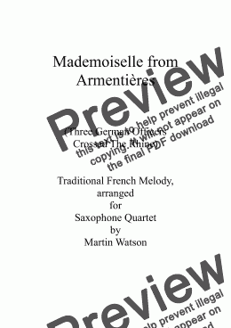 page one of Mademoiselle from Armentières for Saxophone Quartet