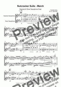 page one of Nutcracker Suite - March: Soprano & Tenor Saxophone Duet