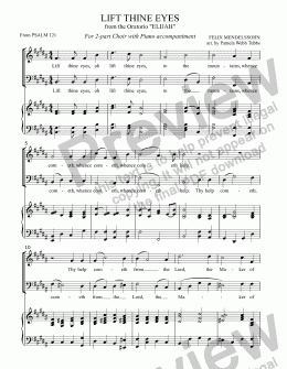 page one of Lift Thine Eyes (MENDELSSOHN) Trio anthem from "Elijah" simplified for Vocal Duet or 2-part mixed voices with Piano accompaniment, arr. by Pamela Webb Tubbs
