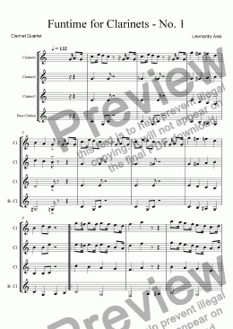 page one of Funtime for Clarinets - No. 1
