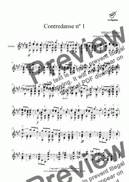 page one of Contredanse nº 1 for solo guitar