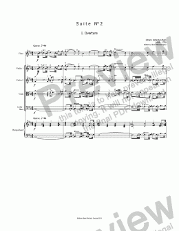 page one of Bach Suite  N° 2  in b minor for flute & strings