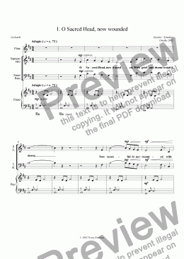 page one of O Sacred Head, now wounded (Mixed Chorus, Piano, Flute)