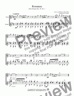 page one of Romanze for flute (violin) and guitar (G major)