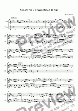 page one of Sonate für 2 Traversflöten D dur
