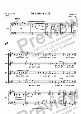 page one of The Water Is Wide (for SATB choir and piano)
