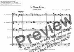 page one of French Guianese National Anthem (La Marsellaise) for Brass Quintet