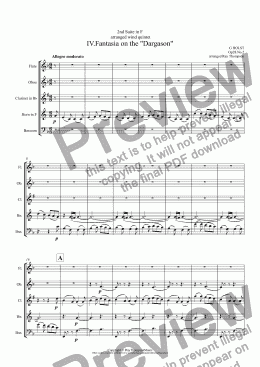 page one of Holst: Second Suite in F for Military Band:  IV.Fantasia on the "Dargason" - wind quintet