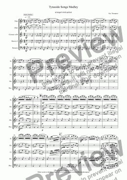page one of Tyneside Songs Medley (includes Bobby Shaftoe, The Keel Row and The Blaydon Races) arranged wind quintet