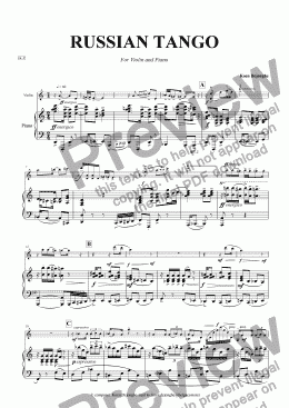 page one of "A Russian Tango For Violin and Piano"