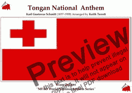 page one of Tongan National  Anthem ’’Ko e fasi ’o e tu’ o e ’Otu Tonga’’ - ’’The Song of the King of the Tongan Islands’’ for Brass Quintet