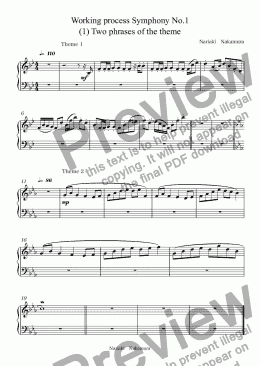 page one of Working process Symphony No.1  (1) Two phrases of the theme