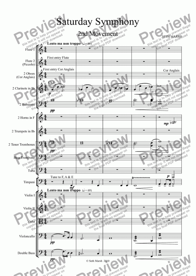 page one of Saturday Symphony - Movement No.2