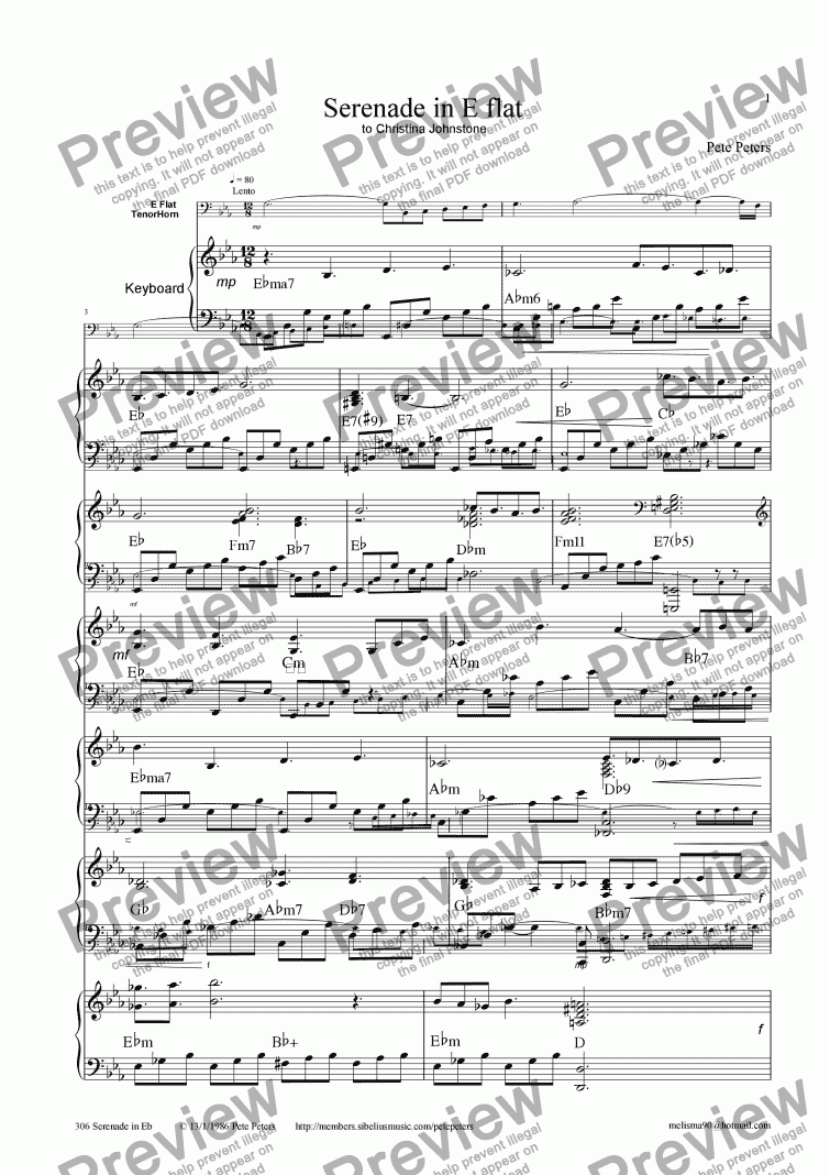 page one of Serenade in Eb (Tenor Horn. Euphonium)