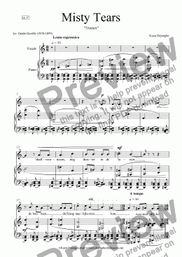 page one of "Misty Tears" for Voice and Piano